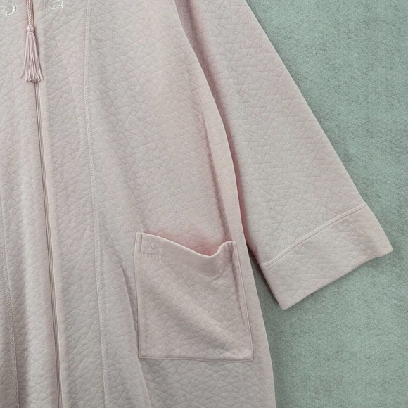 Miss Elaine Zip Robe XL Pink Floral Embroidered Dressing Gown Cottage‎ Fleece - Picture 3 of 10